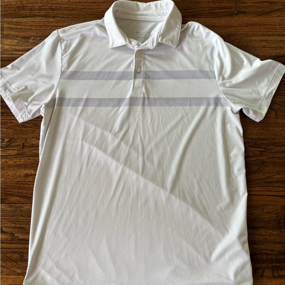 George White Polo Shirt with Gray Stripes